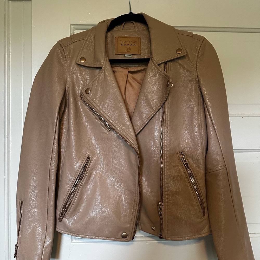 BLANKNYC Faux Leather Moto Jacket XS tan